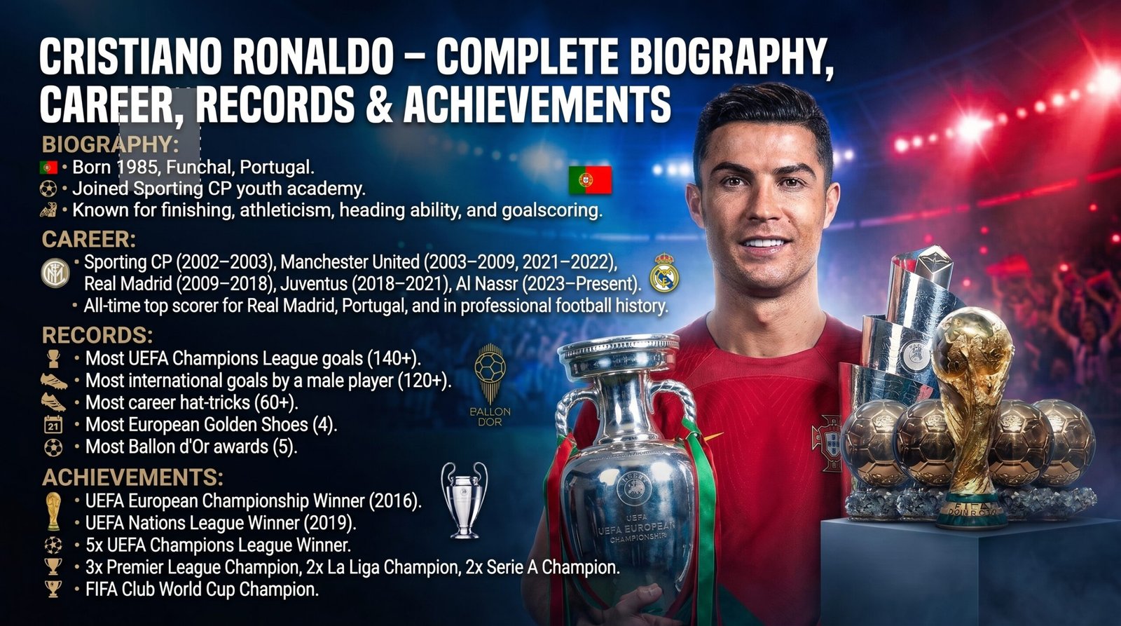 Cristiano Ronaldo – Complete Biography, Career, Records & Achievements